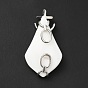 Natural White Shell Pendants, Teardrop Charm, with Stainless Steel Color Plated 304 Stainless Steel Anchor Findings