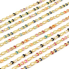 Латунь Figaro цепи, пайки, с эмалью, стойки покрытие, долговечный, без свинца и без кадмия, с катушкой, реальный 18 k позолоченный