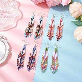 Серьги-стрелы из стеклянных бусин ручной работы, с 304 нержавеющей стали серьги крючки, золотые