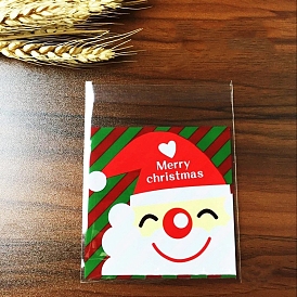 Рождественская тема opp самоклеящиеся пакеты для печенья и закусок, квадрат с рисунком