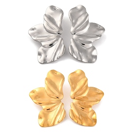 304 Stainless Steel Stud Earrings for Women, Half Flower