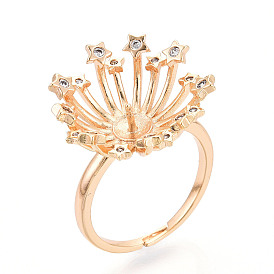 Звезда латунь микро паве прозрачный кубический цирконий регулируемые настройки кольца, за половину пробурено бисера