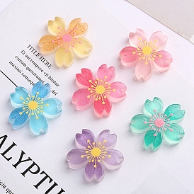Luminous Resin Cabochons, Mobile Phone Decoration, Glow in the Dark Flower