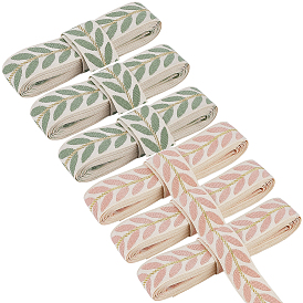 18 ярдов 2 цветов полиэстеровых жаккардовых лент с листьями