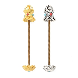 Латунные заготовки для подвесок с бусинами, цветок, долговечный, винтовые штифты для бусин Дзи, с синтетическими бирюзовый