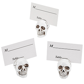 Skull Resin Name Card Holder, Photo Memo Holders, for Wedding, Birthday Party Table Number Sign