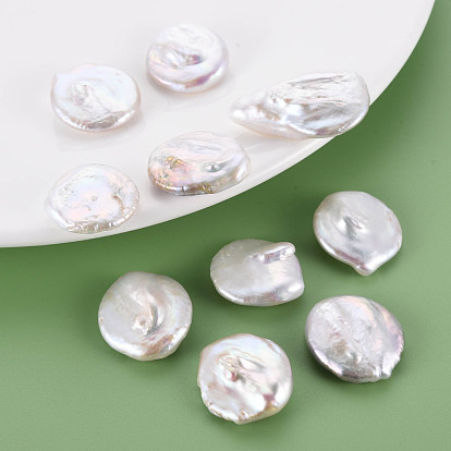 Natural Keshi Pearl Beads, Cultured Freshwater Pearl, No Hole/Undrilled, Flat Round