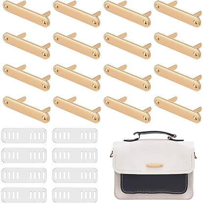 16Pcs Zinc Alloy Long Oval Bag Decorative Clasps, Stamping Blank Tags, with Iron Gaskets