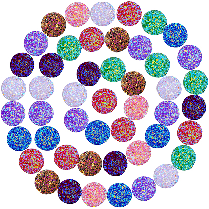 Cabuchones de resina, imitación druzy ágata, plano y redondo