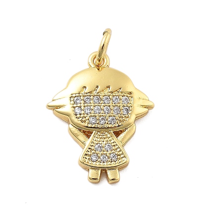 Латунные микро проложить кубического циркония подвески, без кадмия, без никеля и без свинца, прелести девушки, реальный 18 k позолоченный, с целью перехода в кольце