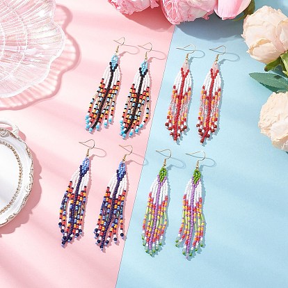 Серьги-стрелы из стеклянных бусин ручной работы, с 304 нержавеющей стали серьги крючки, золотые