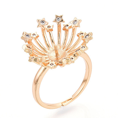 Звезда латунь микро паве прозрачный кубический цирконий регулируемые настройки кольца, за половину пробурено бисера