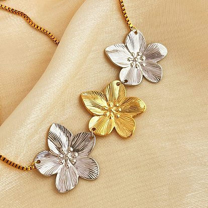 304 ожерелья из нержавеющей стали с тройным кулоном в виде цветка