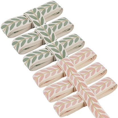 18 ярдов 2 цветов полиэстеровых жаккардовых лент с листьями
