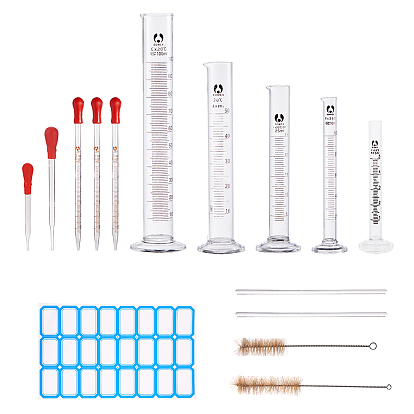 Glass Measuring Cups, Graduated Tube, Glass Dropper, Transfer Graduated Pipettes and Length Chemistry Test Tube Bottle Wash Cleaning Brush