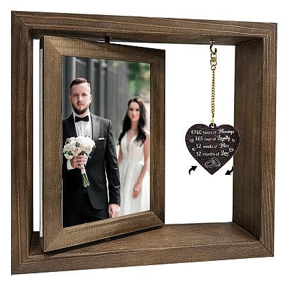 Двухсторонние деревянные вращающиеся фоторамки с подвеской в виде сердца своими руками, для украшения стола