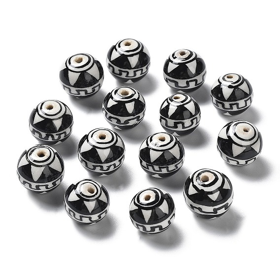 Фарфоровые бусины ручной работы, яркие глазированный фарфор, круглые