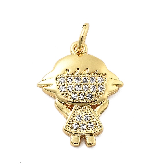 Латунные микро проложить кубического циркония подвески, без кадмия, без никеля и без свинца, прелести девушки, реальный 18 k позолоченный, с целью перехода в кольце