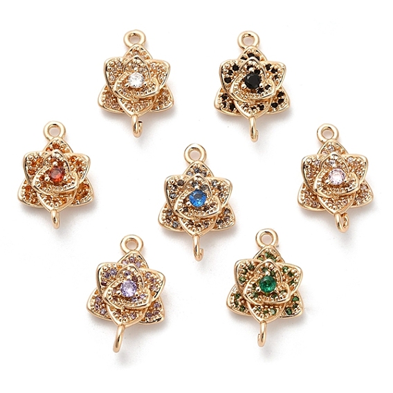 Подвески для стеклянных разъемов, звенья из латуни с прозрачным кубическим цирконием, без кадмия, без никеля и без свинца, разноцветные