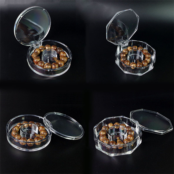 Плоские круглые/восьмиугольные акриловые коробки для демонстрации браслетов, с магнитным притяжением