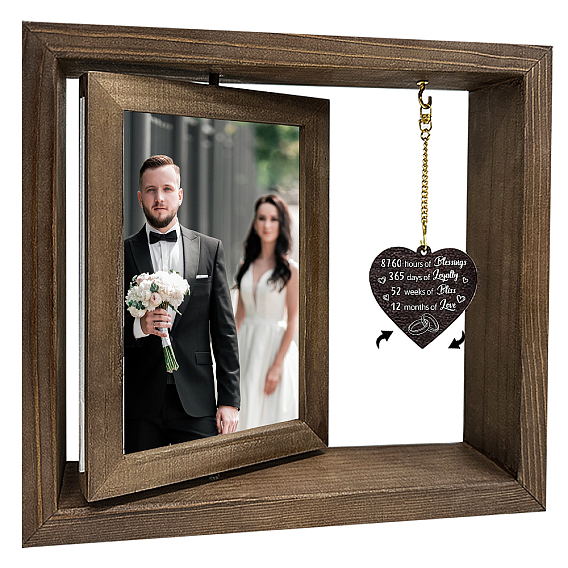 Двухсторонние деревянные вращающиеся фоторамки с подвеской в виде сердца своими руками, для украшения стола