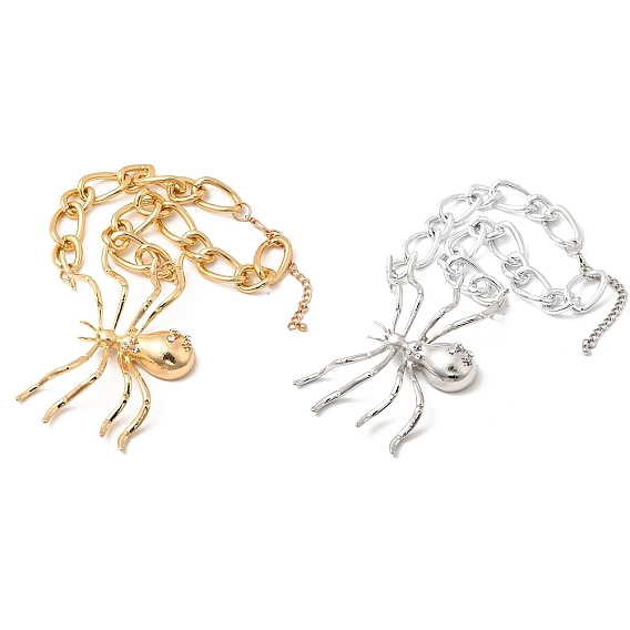 Кулон в виде паука на Хэллоуин из сплава со стразами, цепочка Фигаро