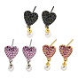 Rack Plating Brass Micro Pave Cubic Zirconia Stud Earring, Cadmium Free & Lead Free, Long-Lasting Plated, with ABS Imitation Pearl
