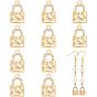 Brass Rhinestone Pendants, Padlock with Moon & Star
