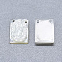 Natural White Shell Mother of Pearl Shell Charms, Rectangle with Carved Virgin Mary Pattern