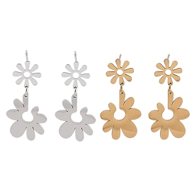 304 серьги-гвоздики из нержавеющей стали для женщин, цветок