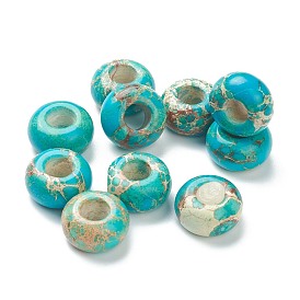 Perles européennes de jaspe impérial naturel, Perles avec un grand trou   , teint, rondelle