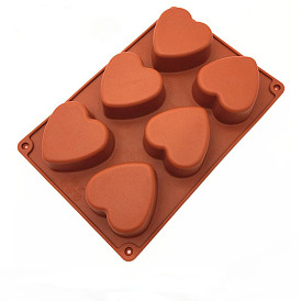 6 Cavities Silicone Molds, for Handmade Soap Making, Heart