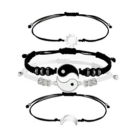 Yin Yang Sun Moon Adjustable Braided Couple Bracelet