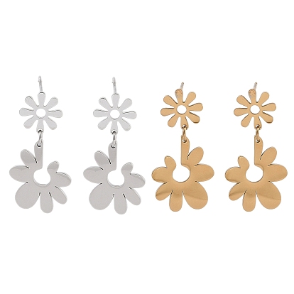 304 серьги-гвоздики из нержавеющей стали для женщин, цветок