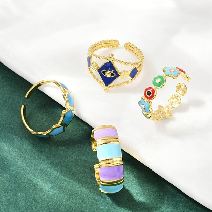 304 регулируемые манжетные кольца из нержавеющей стали, с эмалью, реальный 18 k позолоченный