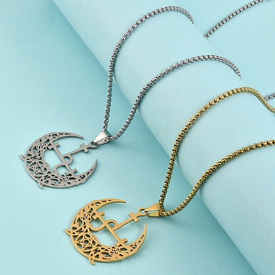 201 ожерелья из нержавеющей стали с подвеской в виде полумесяца