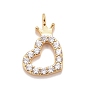 Латунные микро проложить кубического циркония подвески, без кадмия, без никеля и без свинца, долговечный, сердце с короной