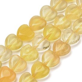 Natural Yellow Fluorite Beads Strands, Heart