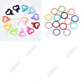 50Pcs Acrylic Lobster Claw Clasps, with 50Pcs Iron Jump Rings