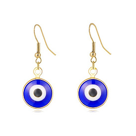 Blue Devil Eye Earrings with Alloy Base and Turkish Evil Eye Design