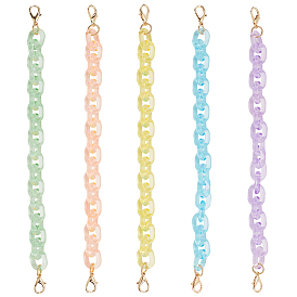 5 шт 5 цвета прозрачный акриловый кабель цепь сумки ремни, с поворотными застежками сплава, для аксессуаров для замены сумок