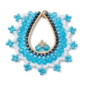 Стеклянные бусы большие подвески, с 304 кольцами из нержавеющей стали, очарование слезы