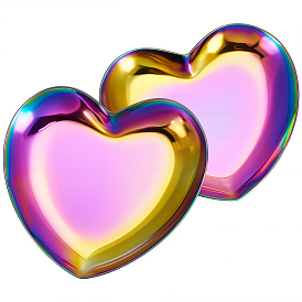 2Pcs 430 Stainless Steel Display Trays for Key Jewelry, Heart, Desktop Decor