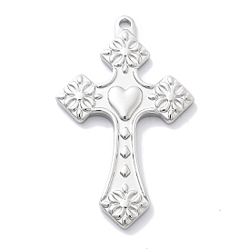 304 Stainless Steel Big Pendants, Cross Charm