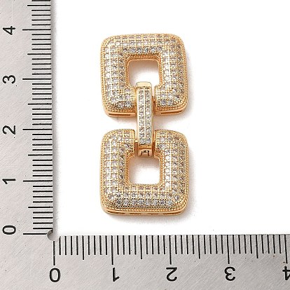 Brass Micro Pave Clear Cubic Zirconia Fold Over Clasps, Square