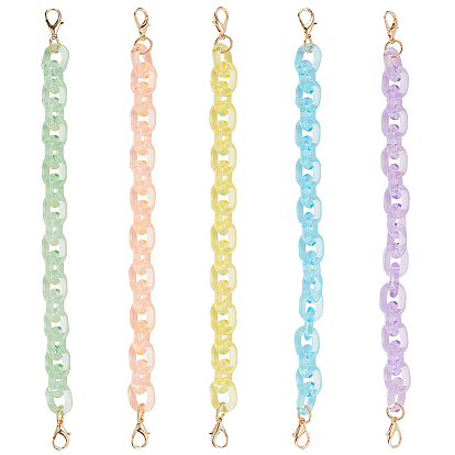 5 шт 5 цвета прозрачный акриловый кабель цепь сумки ремни, с поворотными застежками сплава, для аксессуаров для замены сумок