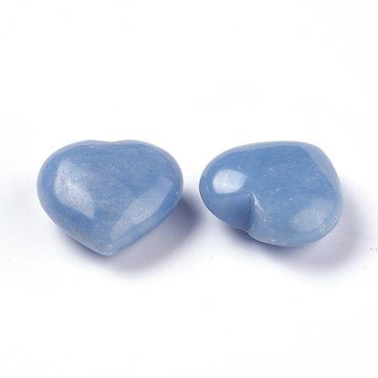 Natural Blue Aventurine Heart Love Stone, Pocket Palm Stone for Reiki Balancing