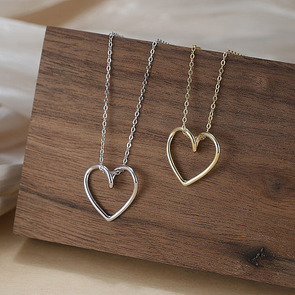 925 Sterling Silver Heart Pendant Necklaces for Women