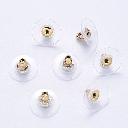 304 Stainless Steel Bullet Clutch Earring Backs, with Silicone Pads, Earring Nuts