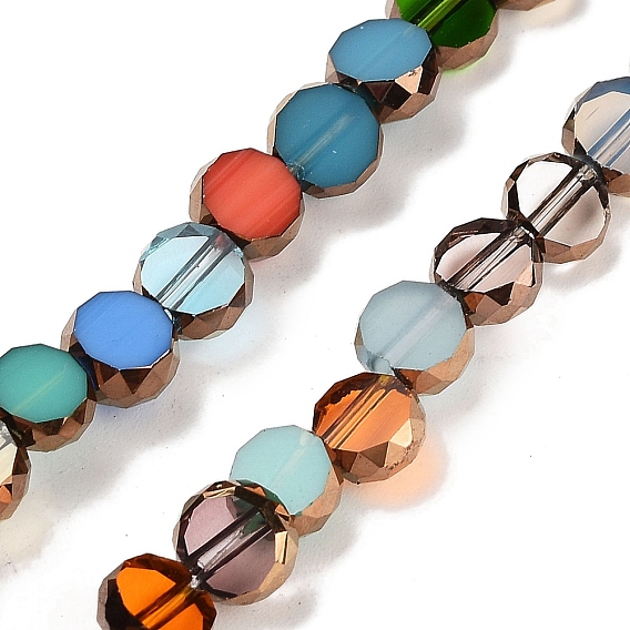 Стеклянные бусины, плоские rounnd, граненые